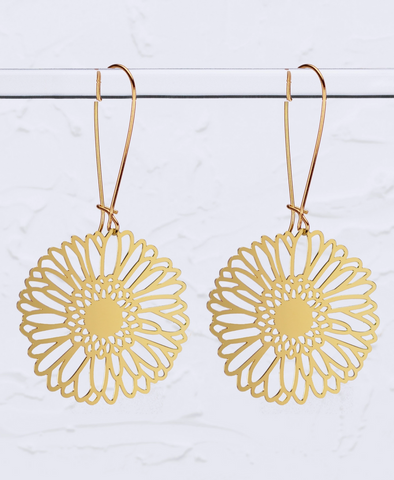 Gerber Daisy Flower Earrings Made in PDX