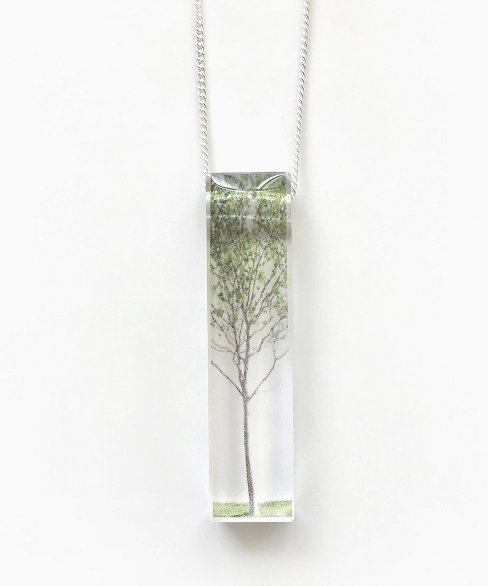 Skinny Green Tree Necklace