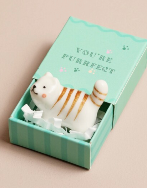 Sweet Ceramic Tokens in Tiny Matchbox with Saying
