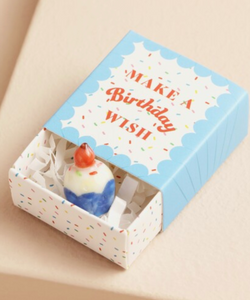Sweet Ceramic Tokens in Tiny Matchbox with Saying
