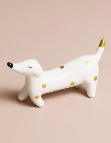 Ceramic Sausage Dog Ring Holder
