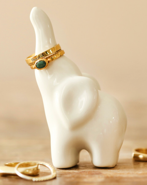 White Ceramic Elephant Ring Holder