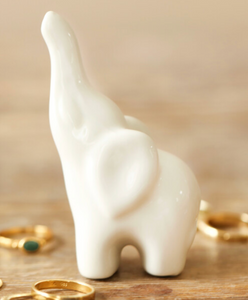 White Ceramic Elephant Ring Holder