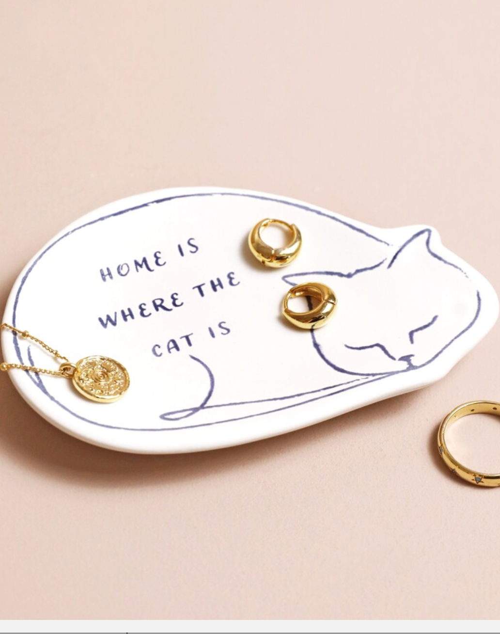 Cute Cat Quote " Home is where the cat is" Trinket Dish