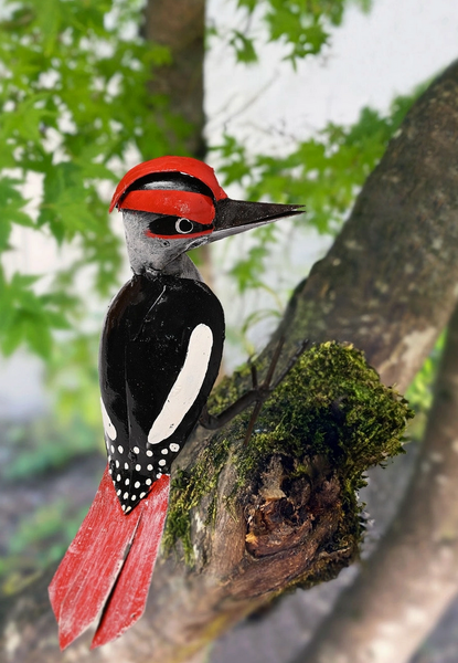 Wall-Hanging Recycled Metal Woodpecker