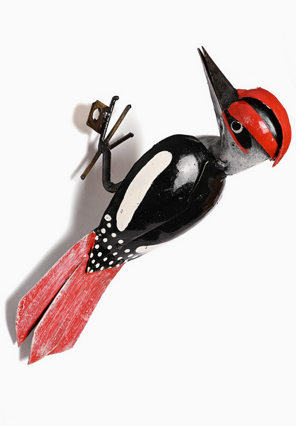 Wall-Hanging Recycled Metal Woodpecker