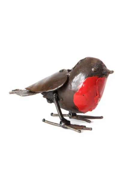Handmade Recycled Metal Robin Redbreast Sculpture