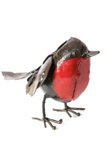 Handmade Recycled Metal Robin Redbreast Sculpture
