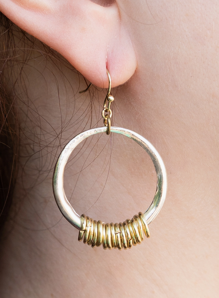 Gold Rings on Circle Hoop Earrings