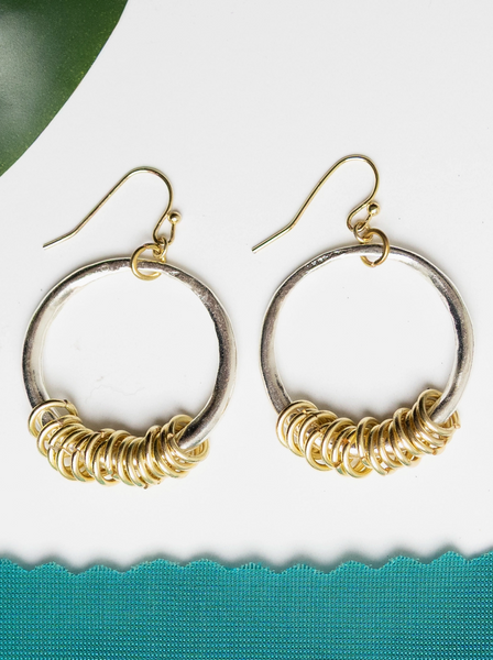 Gold Rings on Circle Hoop Earrings
