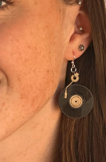 Vinyl Wooden Earrings Made in CA