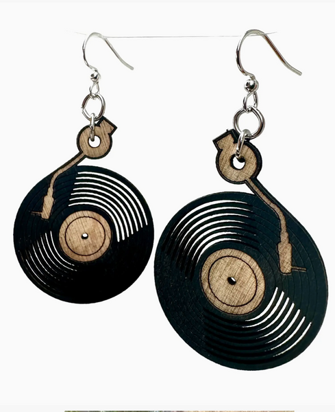 Vinyl Wooden Earrings Made in CA