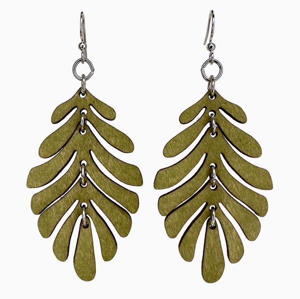 Foliage Cascade Wooden Earrings Made in CA