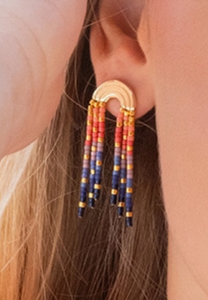 Chromacolor Miyuki Rainbow Fringe Earring - Multi/Gold
