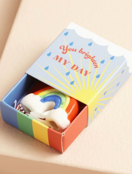 Sweet Ceramic Tokens in Tiny Matchbox with Saying