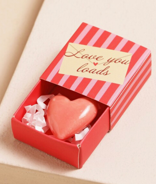 Sweet Ceramic Tokens in Tiny Matchbox with Saying