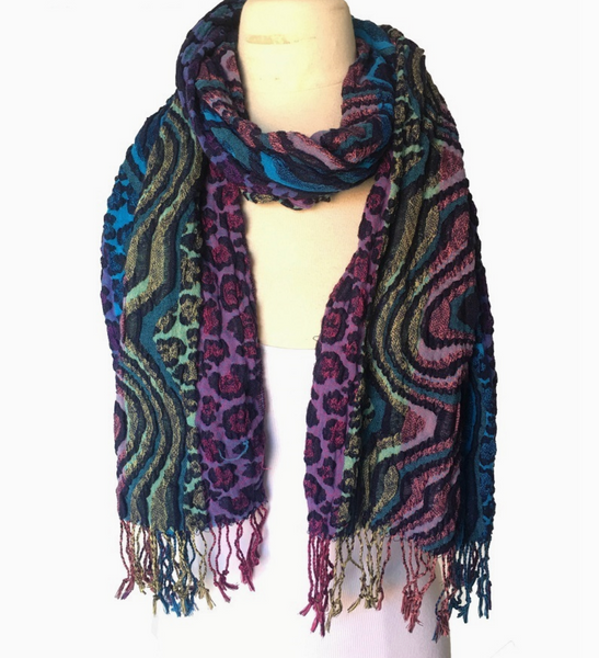 Flora Crinkle 100% Viscose Scarves