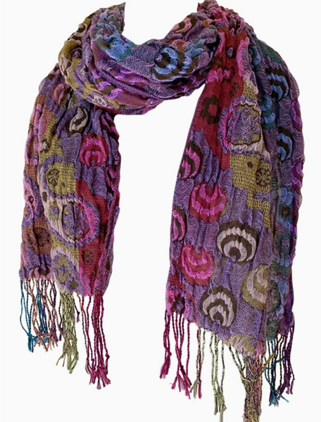 Flora Crinkle 100% Viscose Scarves