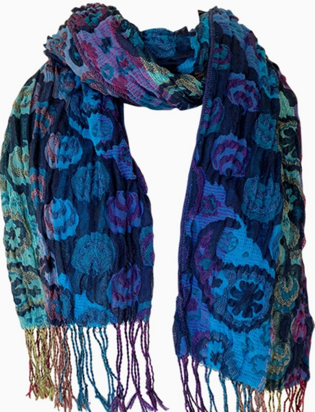 Flora Crinkle 100% Viscose Scarves