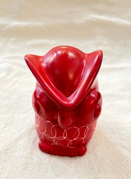 Handmade Soapstone Owl Paperweight/Hand Carved Miniature Figurines/Sculptures