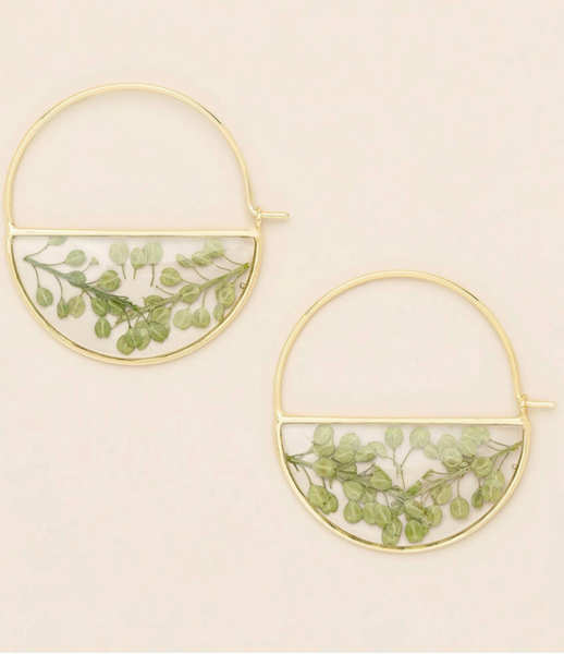 Pressed Flower Hoop Earrings