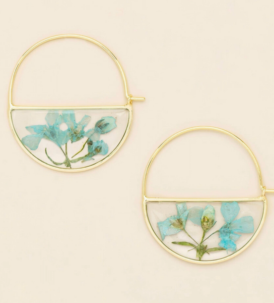 Pressed Flower Hoop Earrings