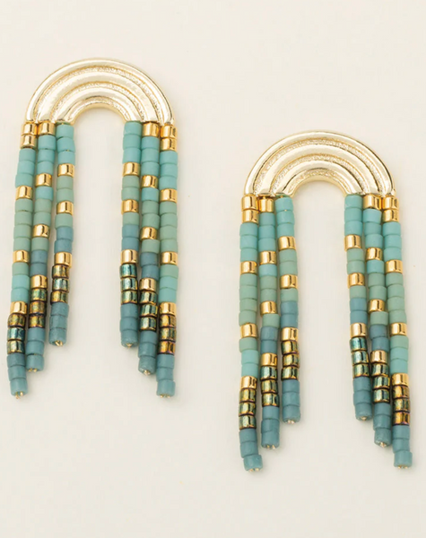 Chromacolor Miyuki Rainbow Fringe Earring - Multi/Gold