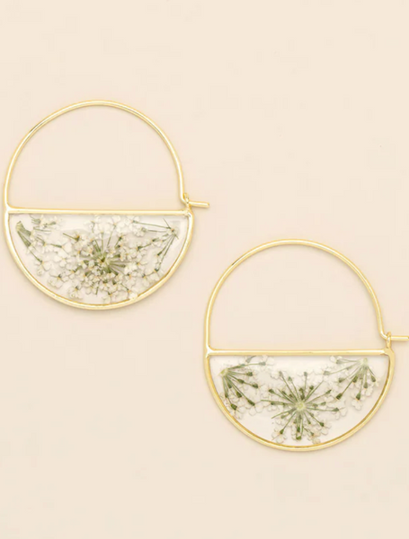 Pressed Flower Hoop Earrings