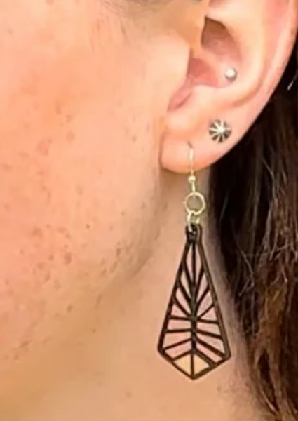 Tri Geo Wooden Earrings