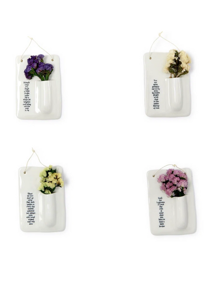 Sentimental Porcelain Wall Vase with Dried Flowers in Gift Box