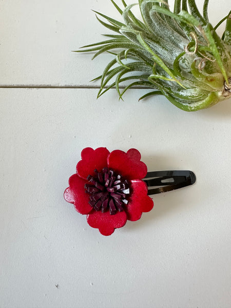 Handmade Leather Medium Flower Hair Clip