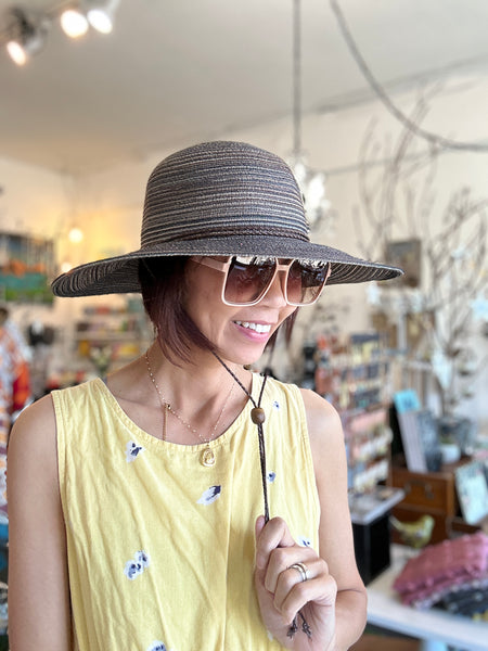 Mia Sun Hat: Packable Sun Hat with Leather Accents Chin Cord