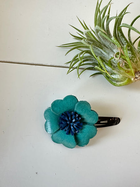 Handmade Genuine Leather Small Heart Petals Hair Clip