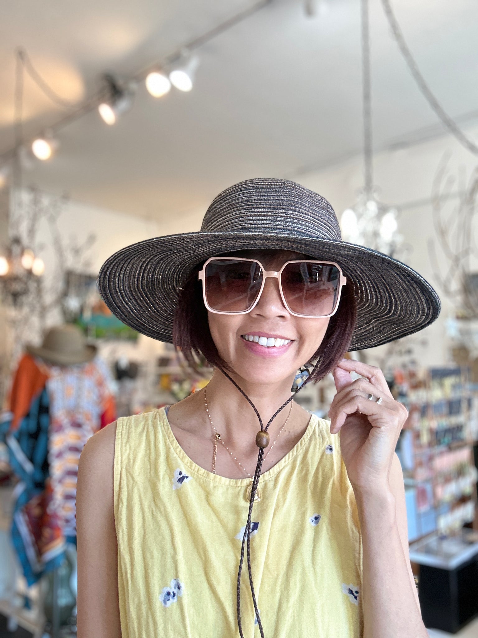 Mia Sun Hat: Packable Sun Hat with Leather Accents Chin Cord