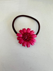 Small 12 Petals Genuine Leather Flower Scrunchies / Hair Ties