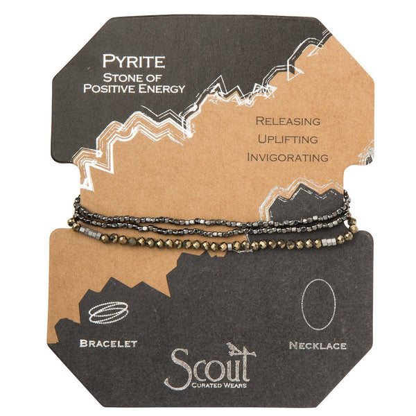 Delicate Pyrite Stone Wrap Bracelet/ Necklace