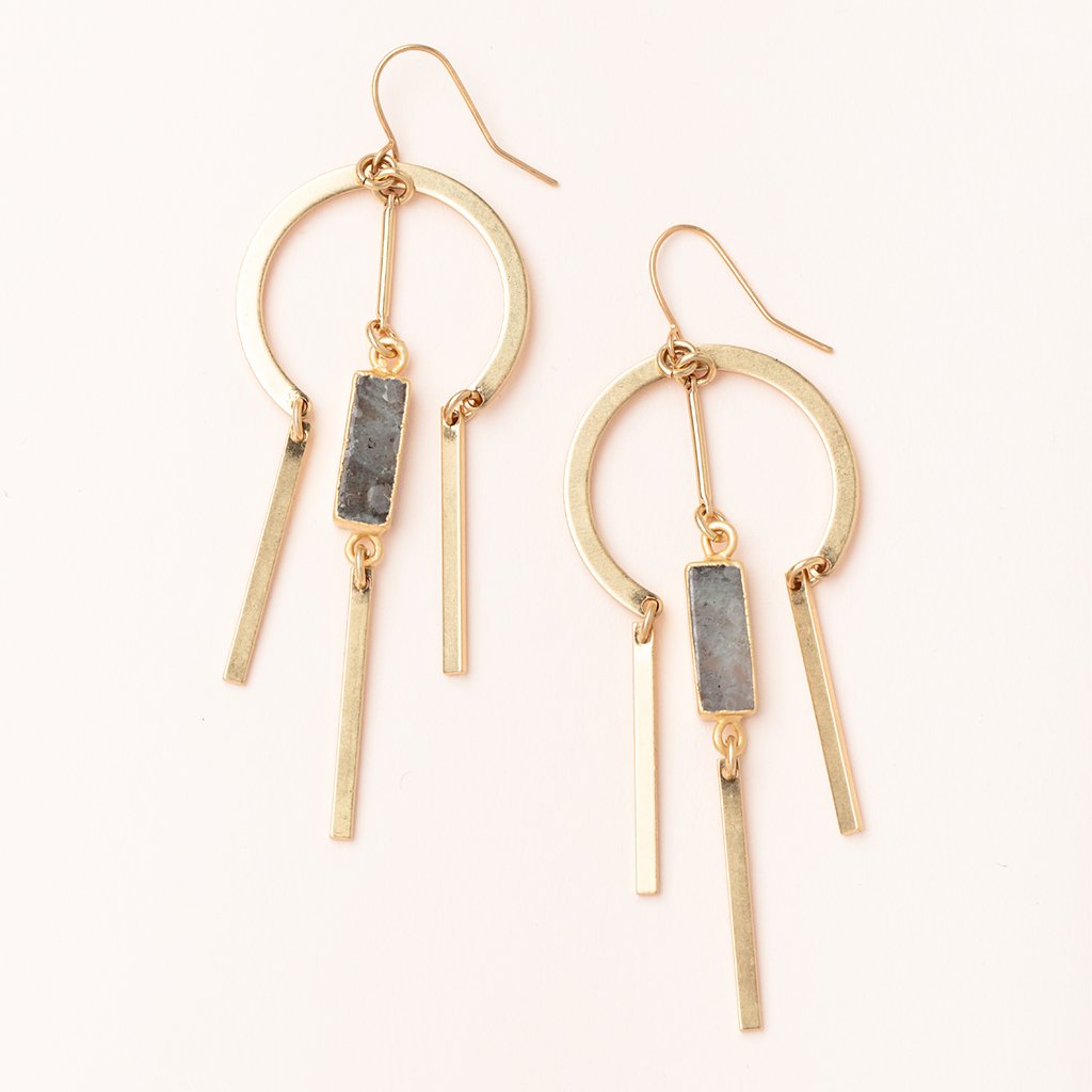 Dreamcatcher Stone Earrings: Labradorite/Gold