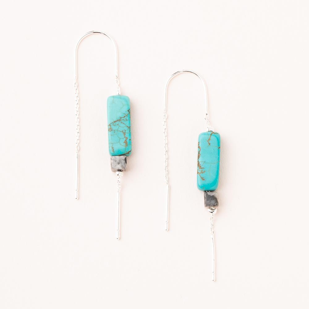 Turquoise Stone Thread Earrings