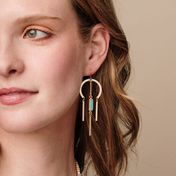 Dreamcatcher Stone Earrings: Labradorite/Gold