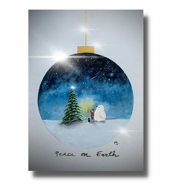 Peace on Earth Whimsical Holiday Greeting Card