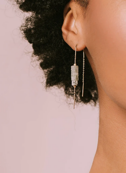 Turquoise Stone Thread Earrings