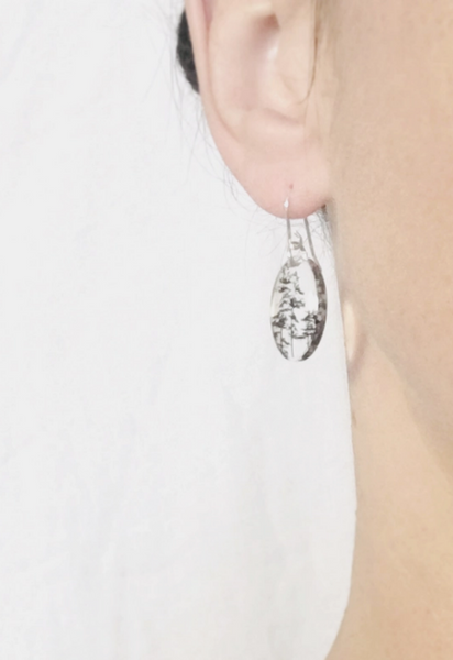 Small Oval Tree Dangle Earrings