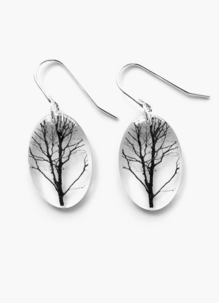 Small Oval Tree Dangle Earrings