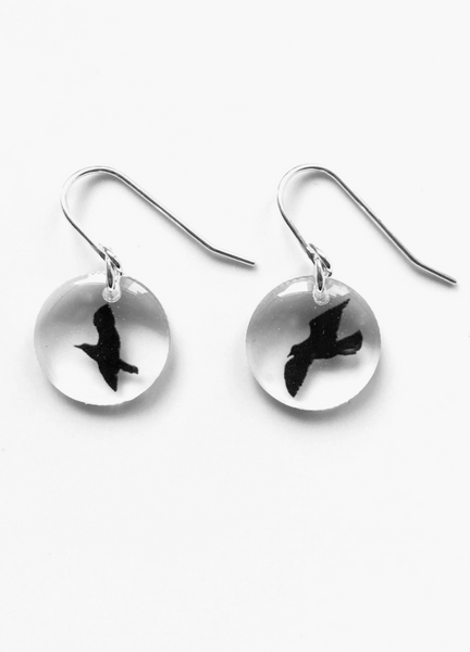 Round Bird Dangle Earrings