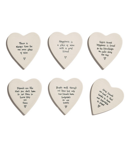 Heart Shaped With Friendship Quote Porcelain Coaster