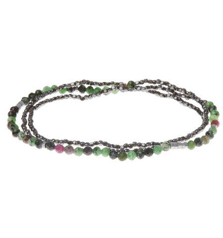 Delicate Ruby Zoisite: Wrap Bracelet & Necklace