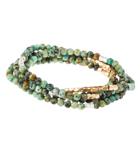 African Turquoise Stone Wrap Bracelet/Necklace