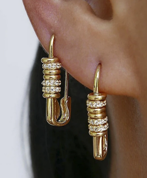 Swarovski Beads Large Safety Pin Earrings