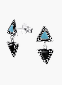 Cute Triangles Dangle 925 Sterling Silver Stud Earrings