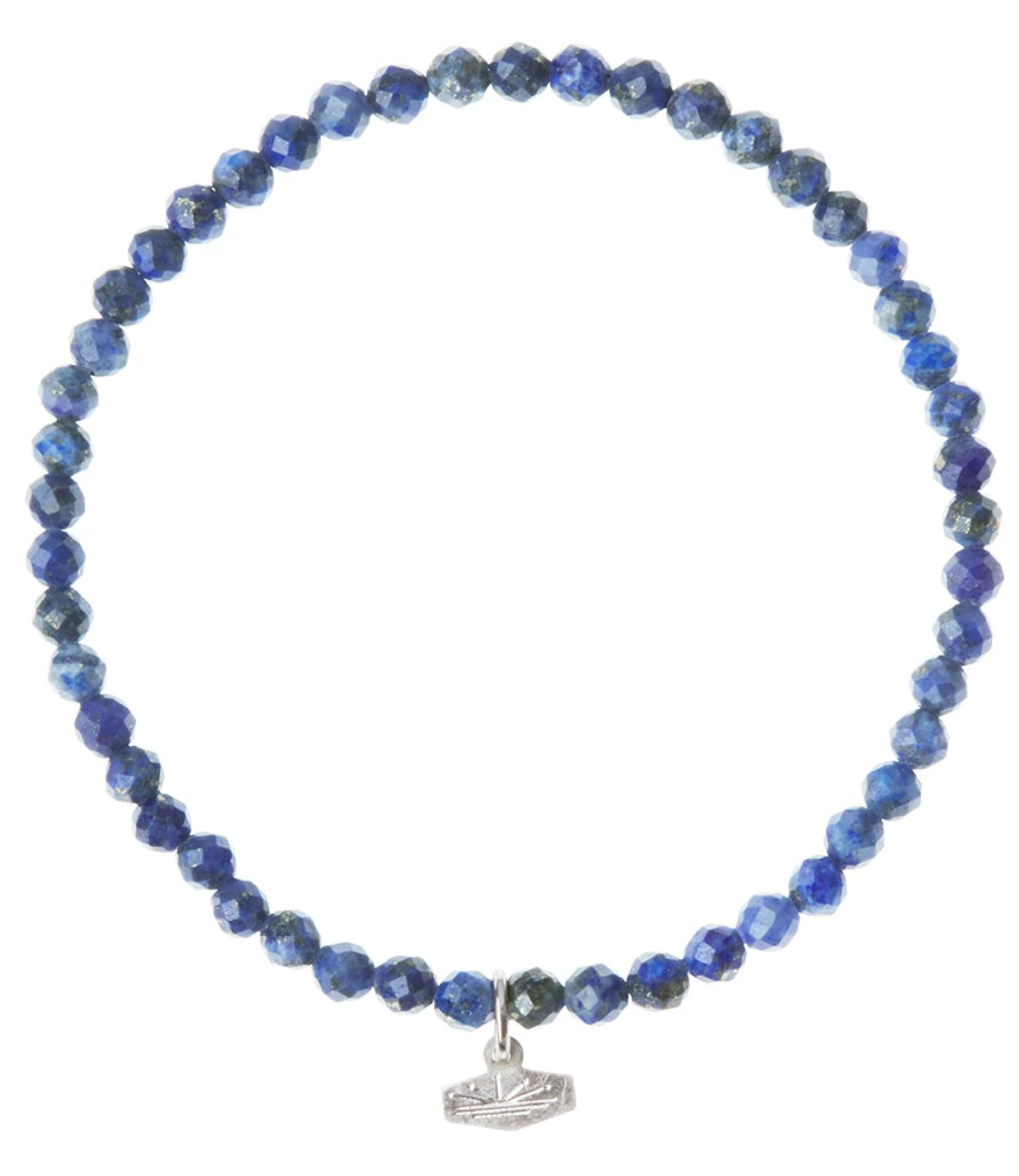Mini Faceted Stone Stacking Bracelet -Lapis/Silver